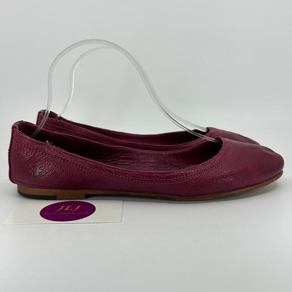 Frye Women's Carson Burgundy Leather Slip On Ballet Flats 72130 Size 8 B - Picture 1 of 11